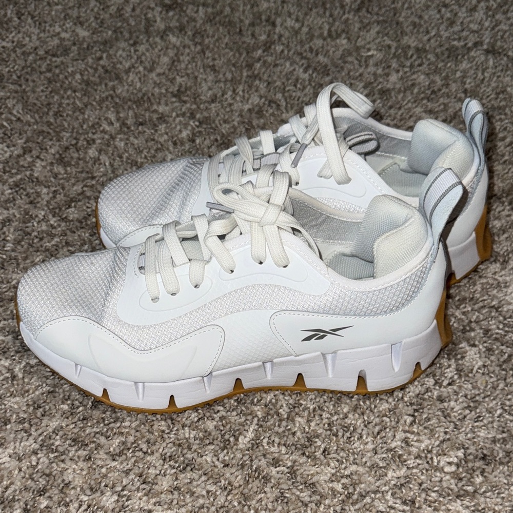 Reebok White Athletic Shoes with Tan Sole
